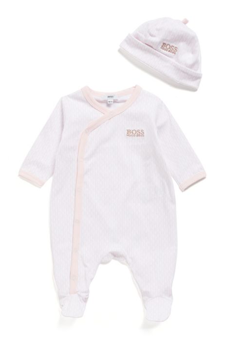 Boss Gift Boxed Set Of Baby Monogram Sleepsuit And Hat