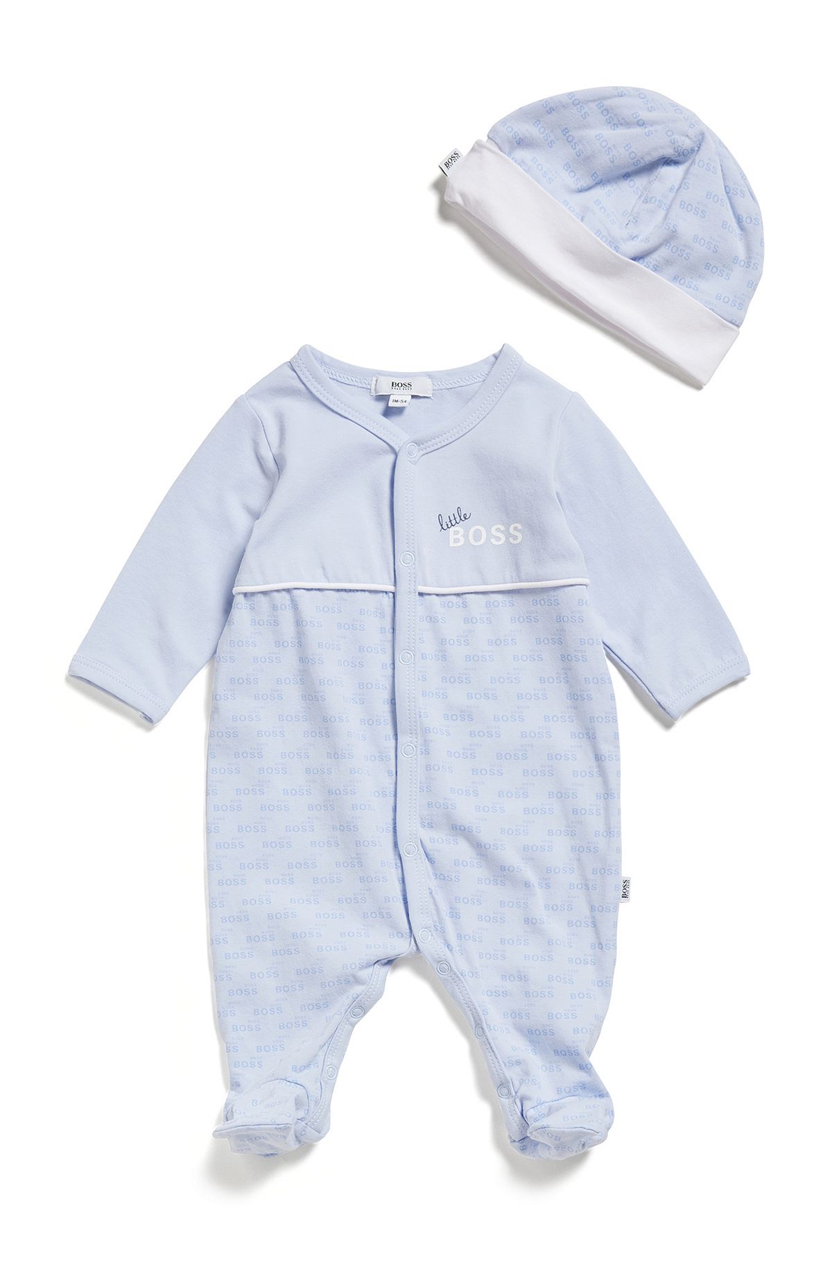 Gift-boxed sleepsuit and hat for babies, Light Blue