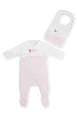 BOSS Gift boxed set of baby sleepsuit and bib