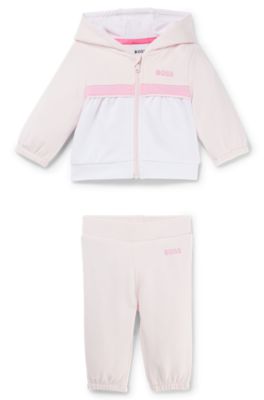 Baby-Trainingsanzug aus Stretch-Baumwolle mit Logo in einer Geschenkbox, Hellrosa