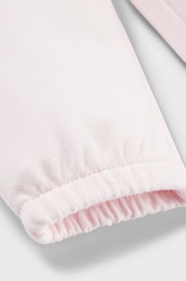 Gift-boxed logo tracksuit for babies in stretch cotton, light pink