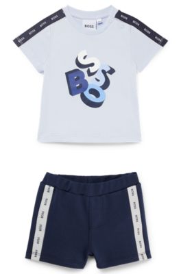 Gift-boxed set of baby T-shirt and shorts, Light Blue