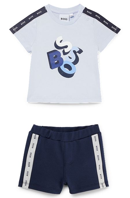 Gift-boxed set of baby T-shirt and shorts, Light Blue