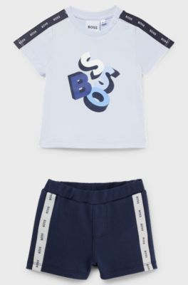 Gift-boxed set of baby T-shirt and shorts, Light Blue