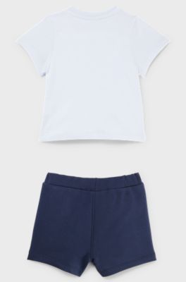 Gift-boxed set of baby T-shirt and shorts, Light Blue