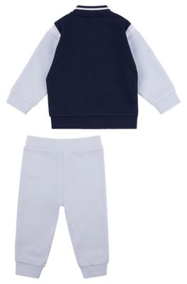 Baby tracksuit in cotton piqu&eacute; with logo details, Light Blue