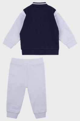 Baby tracksuit in cotton piqu&eacute; with logo details, Light Blue