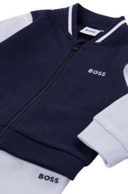 Baby tracksuit in cotton piqu&eacute; with logo details, Light Blue