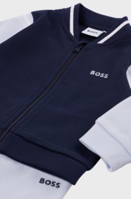 Baby tracksuit in cotton piqu&eacute; with logo details, Light Blue