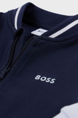 Baby tracksuit in cotton piqu&eacute; with logo details, Light Blue