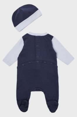 Gift-boxed sleepsuit and hat for babies, Dark Blue