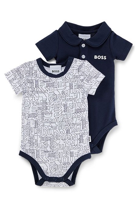 Two-pack of baby bodysuits with logo details, Dark Blue