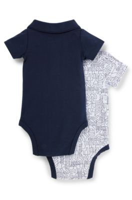 Two-pack of baby bodysuits with logo details, Dark Blue