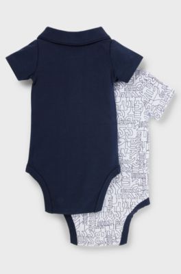Lot de deux bodies pour b&eacute;b&eacute; avec logos, Bleu fonc&eacute;