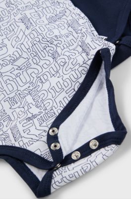 Lot de deux bodies pour b&eacute;b&eacute; avec logos, Bleu fonc&eacute;