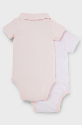 Pakke med to heldragter til babyer med logodetaljer, Lys pink