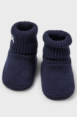 Gift-boxed set of baby beanie hat and booties, Dark Blue