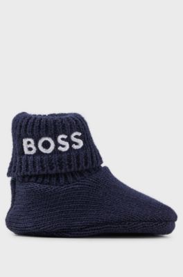 Gift-boxed set of baby beanie hat and booties, Dark Blue