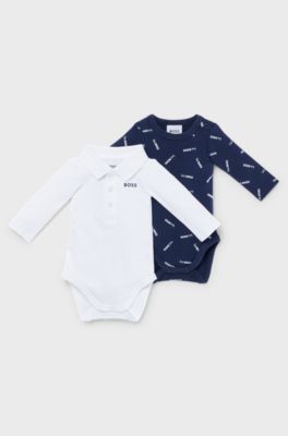 Two-pack of baby bodysuits with logo details, Dark Blue
