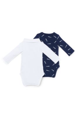 Two-pack of baby bodysuits with logo details, Dark Blue