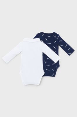 Two-pack of baby bodysuits with logo details, Dark Blue