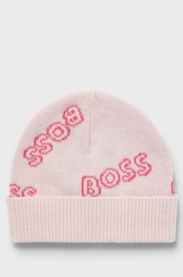 Gift-boxed set of baby beanie hat and booties, light pink