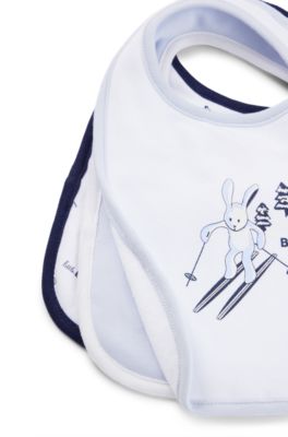Gift-boxed set of three logo bibs for babies, Light Blue