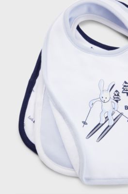 Gift-boxed set of three logo bibs for babies, Light Blue