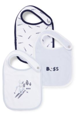 Gift-boxed set of three logo bibs for babies, Light Blue