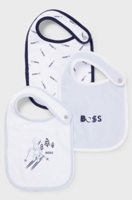 Gift-boxed set of three logo bibs for babies, Light Blue