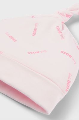 Gift-boxed set of baby sleepsuit and hat, light pink