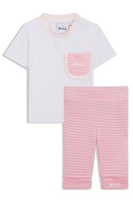 Gift-boxed set of baby T-shirt and leggings, White