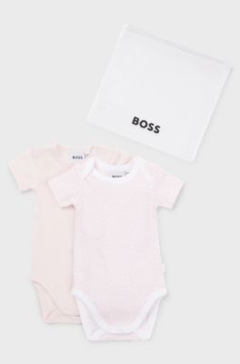 Two-pack of baby bodysuits in stretch cotton, light pink