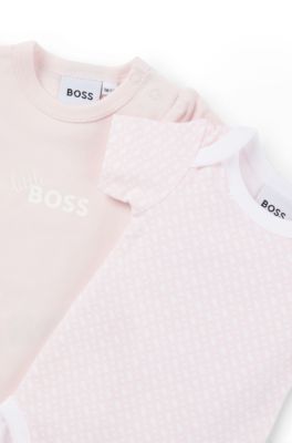 Body per neonati in cotone elasticizzato in confezione da due, Rosa chiaro