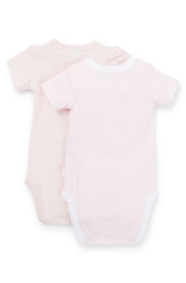 Two-pack of baby bodysuits in stretch cotton, light pink