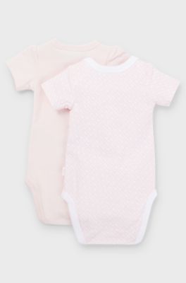 Two-pack of baby bodysuits in stretch cotton, light pink