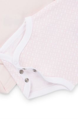 Two-pack of baby bodysuits in stretch cotton, light pink
