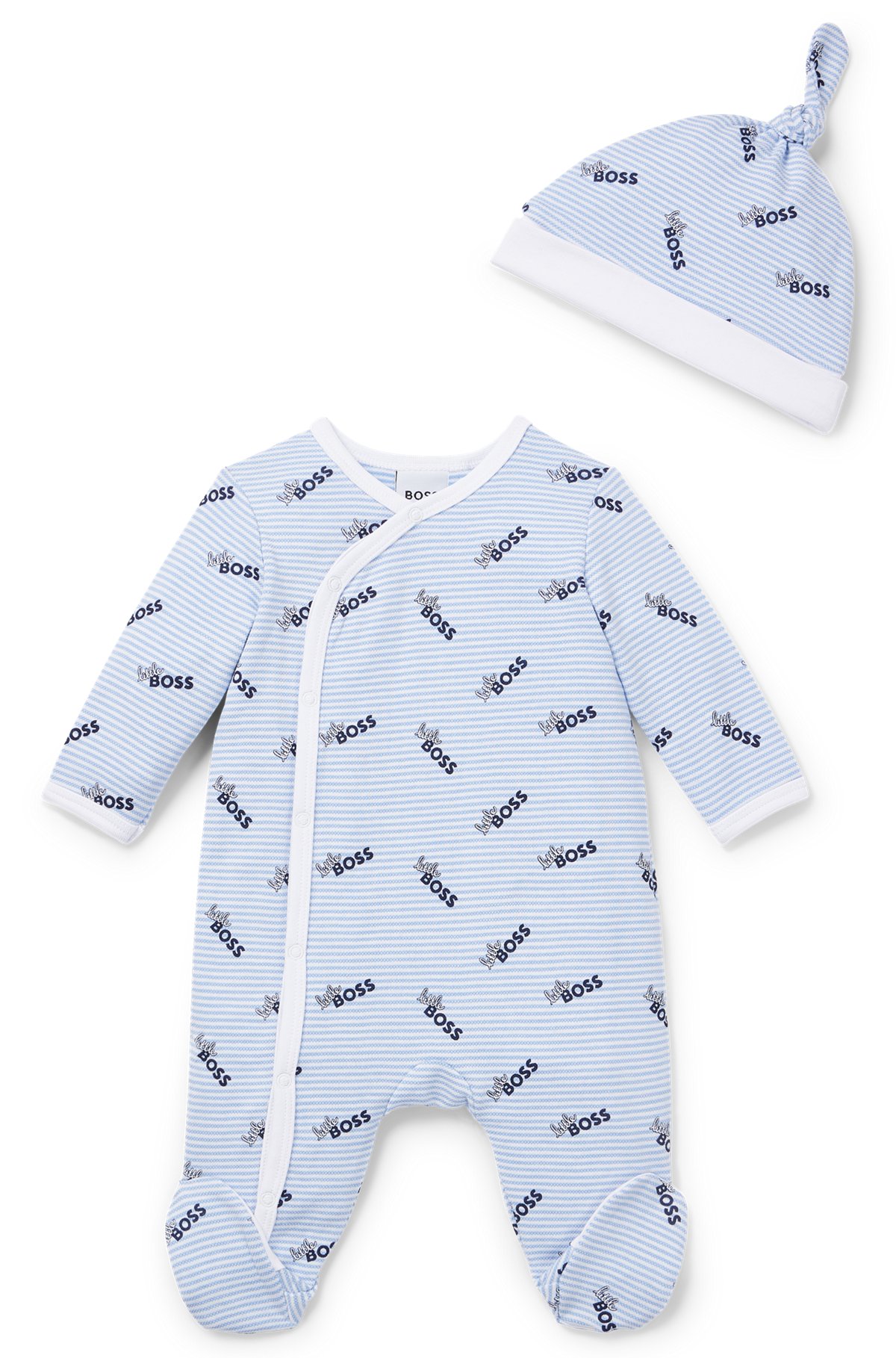 Gift-boxed sleepsuit and hat for babies, Light Blue