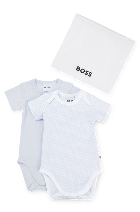 Two-pack of baby bodysuits with signature print, Light Blue
