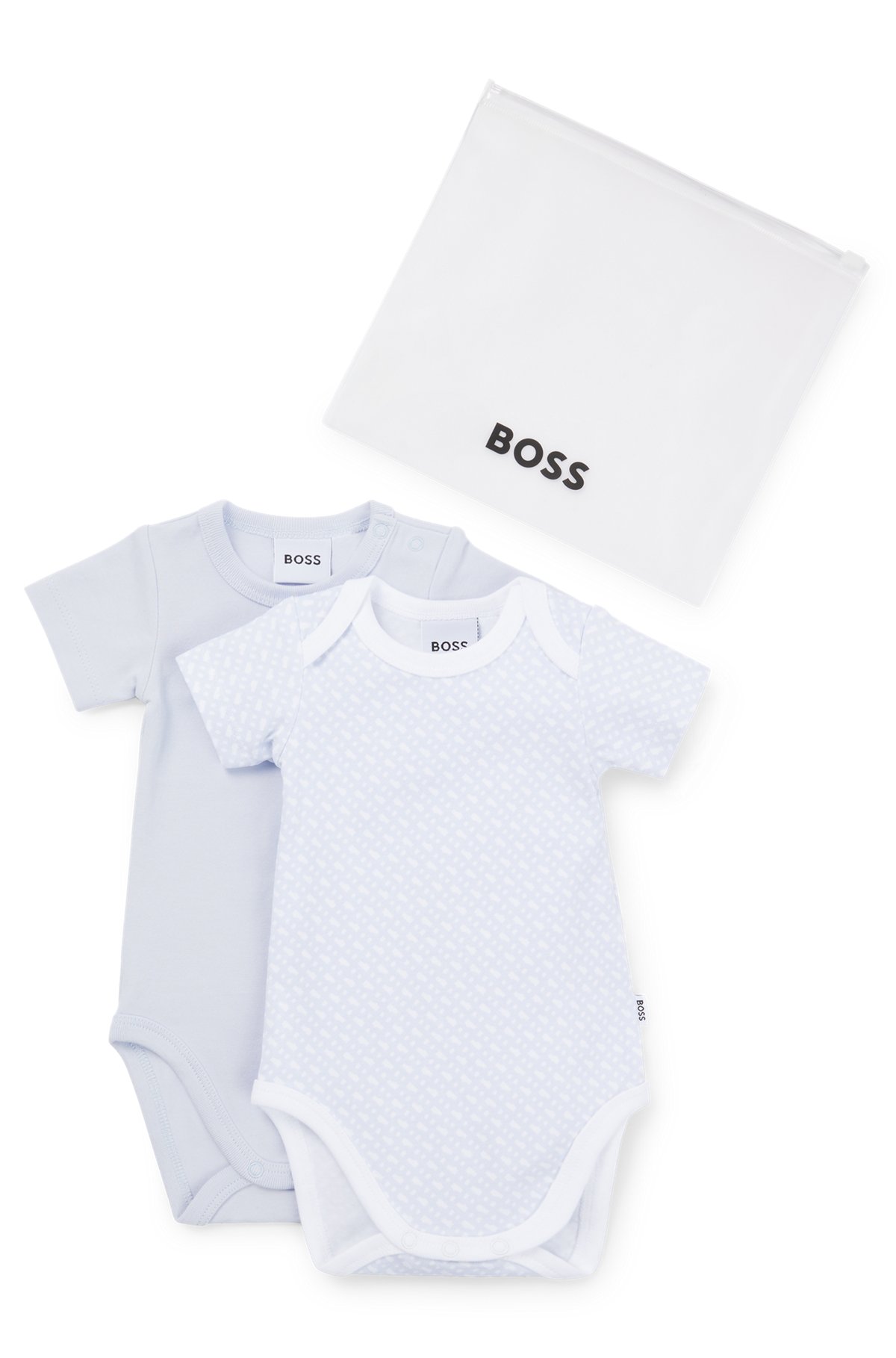 Two-pack of baby bodysuits with signature print, Light Blue