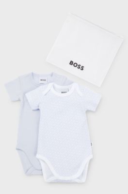 Two-pack of baby bodysuits with signature print, Light Blue