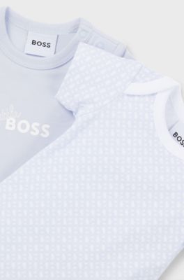 Two-pack of baby bodysuits with signature print, Light Blue