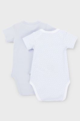 Two-pack of baby bodysuits with signature print, Light Blue