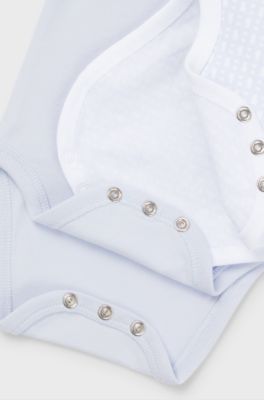 Two-pack of baby bodysuits with signature print, Light Blue