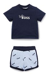 Gift-boxed set of T-shirt and shorts for babies, Dark Blue