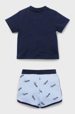Gift-boxed set of T-shirt and shorts for babies, Dark Blue