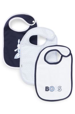 BOSS - Set in confezione regalo con tre bavaglini per neonati in cotone