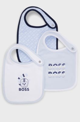 Gift-boxed three-pack of baby bibs in cotton, Light Blue