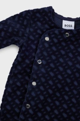 Gift-boxed monogrammed sleepsuit and hat set for babies, Dark Blue