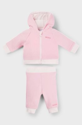 Gift-boxed logo tracksuit for babies, Pink